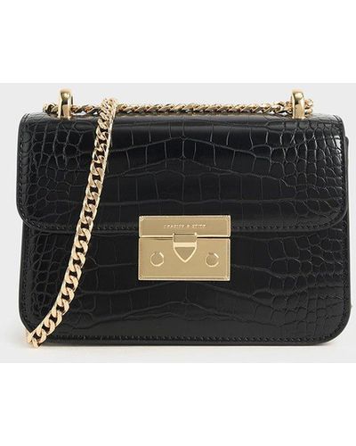 CHARLES & KEITH Quilted Chain Strap Bag  Black quilted bag, Chain strap bag,  Bag straps