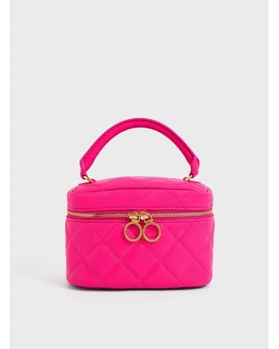 Charles & Keith Quilted Two-way Zip Mini Bag - Pink