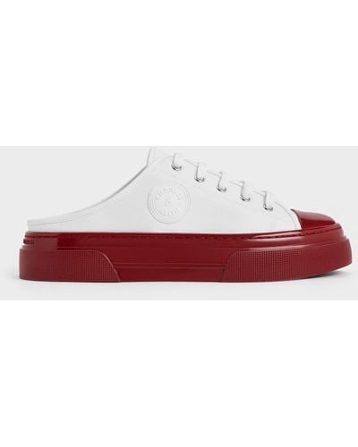 Charles & Keith Kay Two-tone Slip-on Trainers - Red