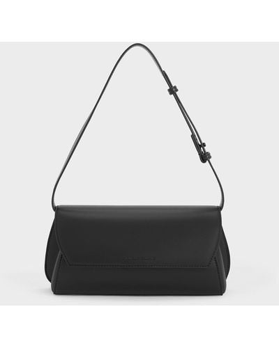 Charles & Keith Cassiopeia Front Flap Shoulder Bag - Black