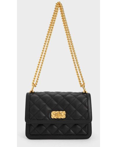Charles & Keith Micaela Quilted Chain Bag - White