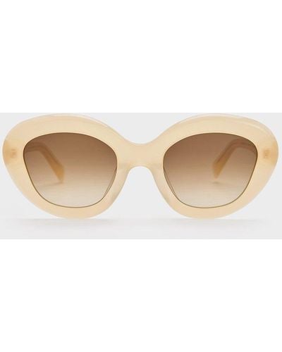 Charles & Keith Recycled Acetate Cateye Sunglasses - Natural