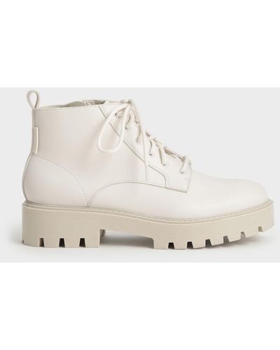 Charles & Keith Lace-up Chunky Ankle Boots - Multicolour