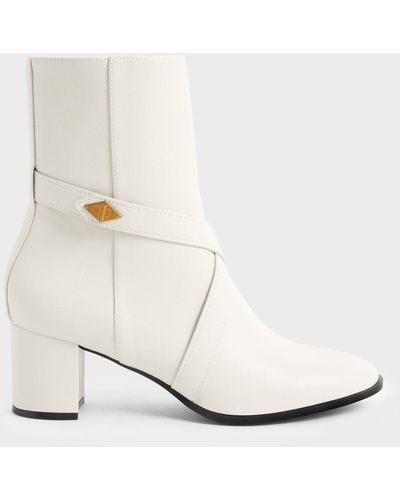 Charles & Keith Metallic Accent Crossover Ankle Boots - Multicolour