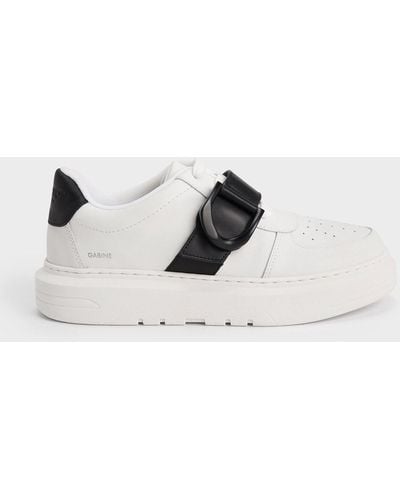 Charles & Keith Gabine Leather Low-top Trainers - Natural