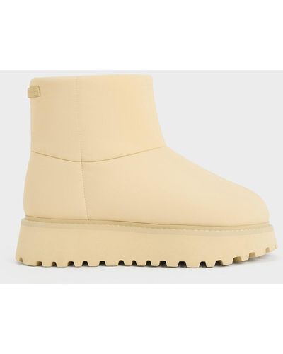 Charles & Keith Romilly Puffy Ankle Boots - Natural