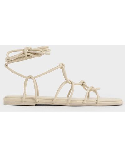 Charles & Keith Strappy Knotted Tie-around Sandals - Natural