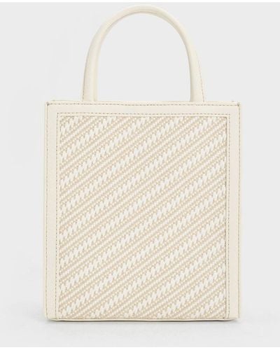 Charles & Keith Woven Double Handle Tote Bag - Natural