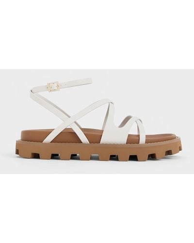 Charles & Keith Crossover Ankle-strap Sandals - White