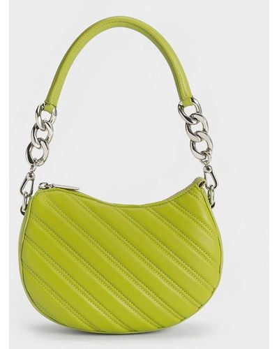 Charles & Keith Freja Curved Panelled Bag - Green