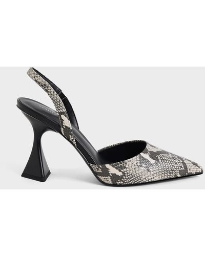 Charles & Keith Snake-print Slingback Court Shoes - Multicolour