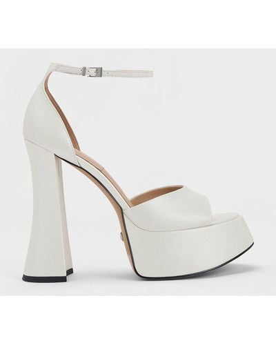 Charles & Keith Michelle Leather Platform Sandals - White