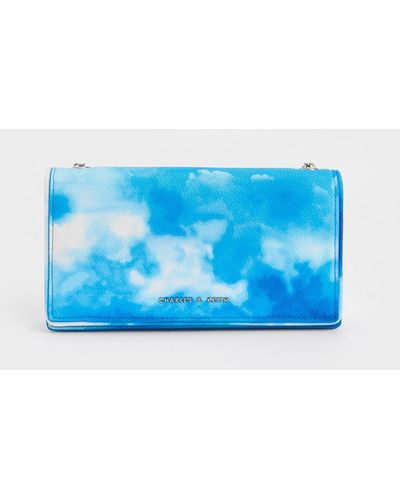 Charles & Keith Cloud-print Quilted Pouch - Blue