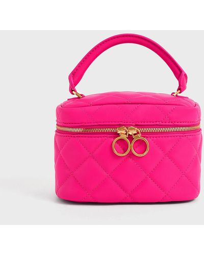 Charles & Keith Quilted Two-way Zip Mini Bag - Pink