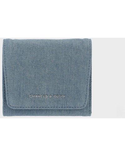 Charles & Keith Irie Denim Front Flap Wallet - Blue