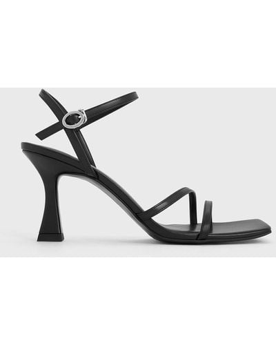 Charles & Keith Strappy Trapeze Heel Sandals - Black