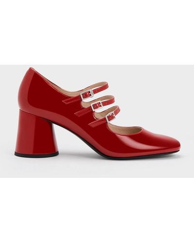 Charles & Keith Claudie Patent Buckled Mary Janes - Red