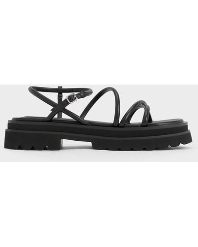 Charles & Keith Tubular Strap Sandals - Black