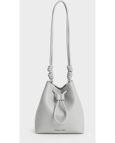 Charles & Keith Leia Knotted Bucket Bag - White