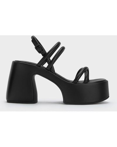 Charles & Keith Nerissa Tubular Platform Sandals - Black