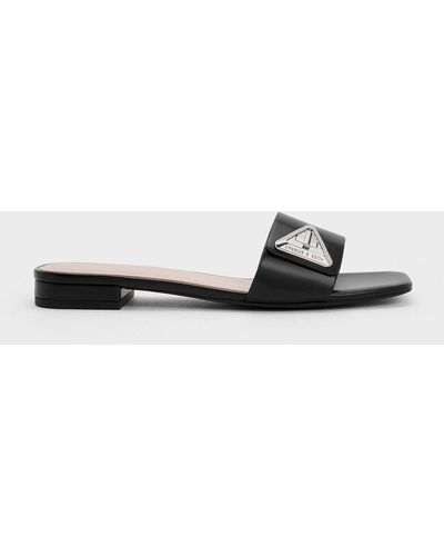Charles & Keith Trice Metallic Accent Slide Sandals - White