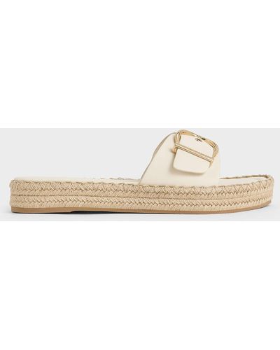 Charles & Keith Buckled Espadrille Sandals - White