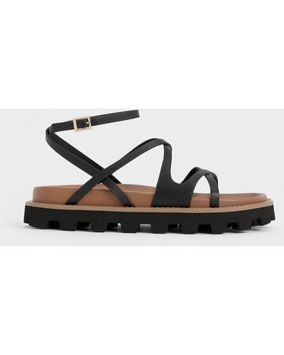 Charles & Keith Crossover Ankle-strap Sandals - Black
