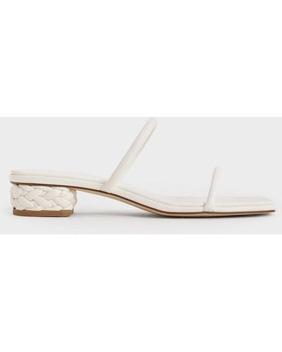Charles & Keith Double-strap Braided-heel Mules - Natural