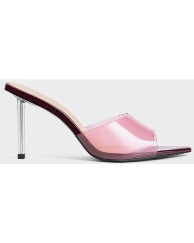 Charles & Keith See-through Stiletto-heel Mules - Pink