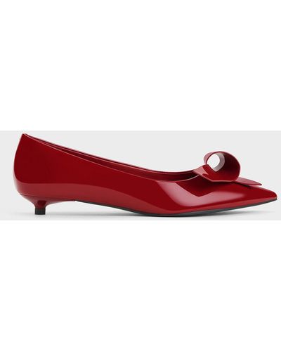 Charles & Keith Sculptural Knot Pointed-toe Flats - Red