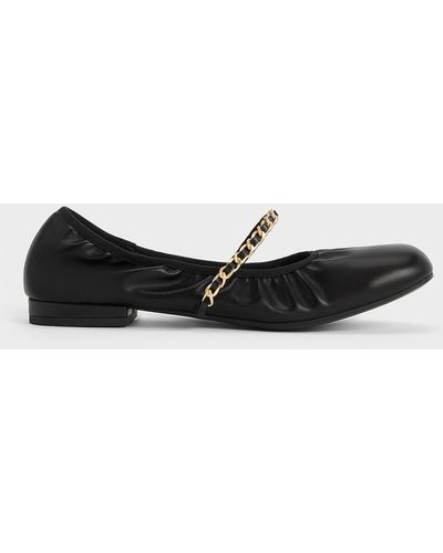 Charles & Keith Braided-chain Strap Mary Janes - Black