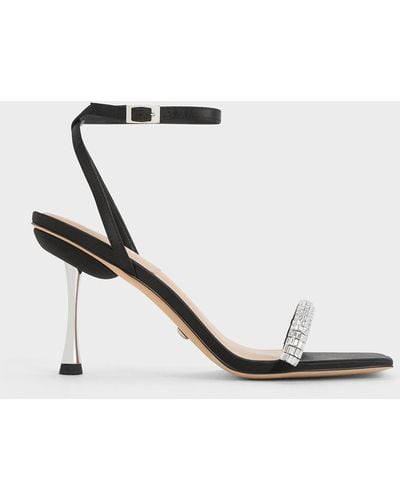 Charles & Keith Demi Recycled Polyester Embellished Ankle-strap Sandals - White