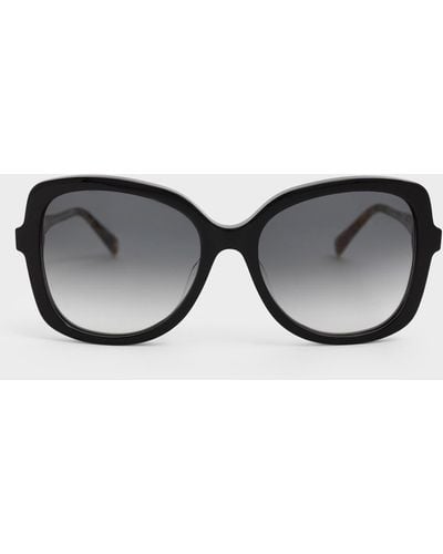 Charles & Keith Recycled Acetate Butterfly Sunglasses - Black