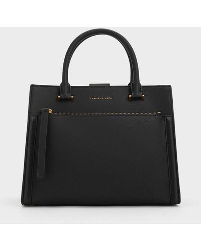 Charles & Keith Anwen Structured Tote Bag - Black