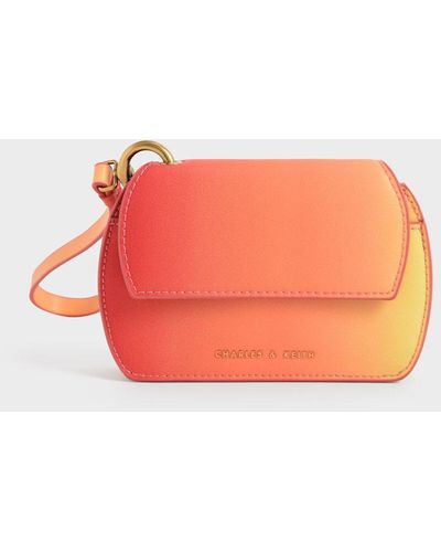 Charles & Keith Selby Front Flap Curved Wristlet - Orange