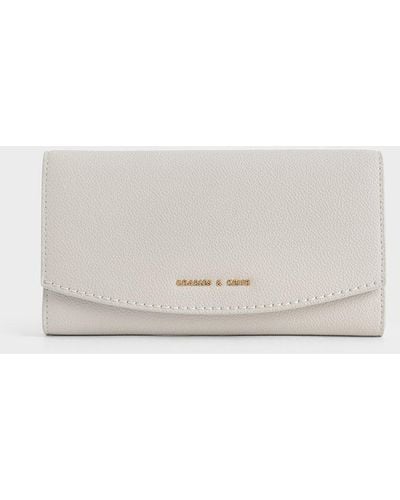 Charles & Keith Curved Flap Long Wallet - Grey