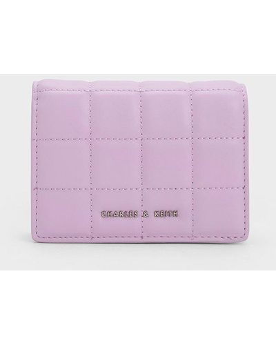 Charles & Keith Quilted Mini Short Wallet - Pink