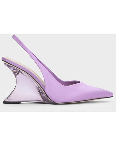 Charles & Keith Reycled Polyester Sculptural Slingback Wedges - Pink