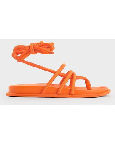 Charles & Keith Toni Tubular Tie-around Sandals - Orange
