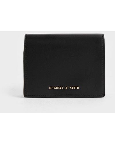 Charles & Keith Snap Button Mini Short Wallet - Black