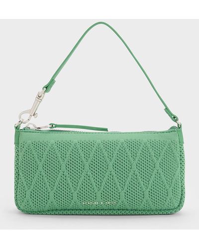 Charles & Keith Geona Knitted Phone Pouch - Green