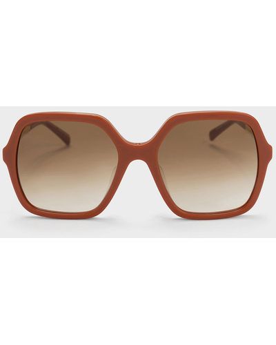 Charles & Keith Acetate Braided Temple Butterfly Sunglasses - Brown