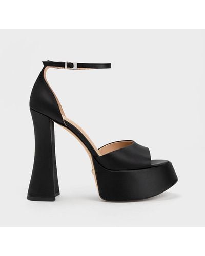 Charles & Keith Michelle Recycled Polyester Platform Sandals - Black