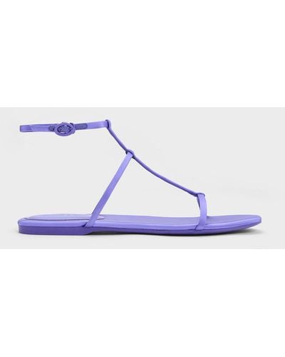 Charles & Keith Recycled Polyester T-bar Ankle-strap Sandals - Blue