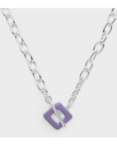 Charles & Keith Ellowyn Square Chain-link Necklace - White
