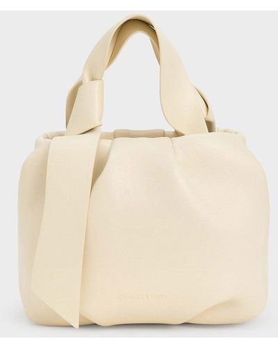 Charles & Keith Toni Knotted Ruched Bag - Natural