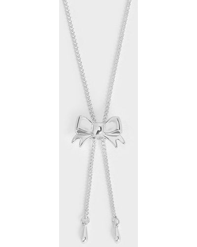 Charles & Keith Paige Ribbon Necklace - White