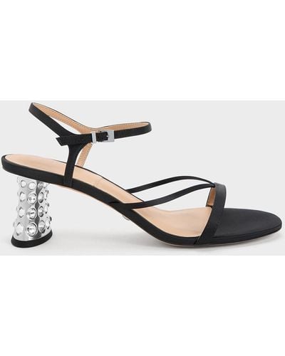 Charles & Keith Embellished Heel Recycled Polyester Sandals - Metallic