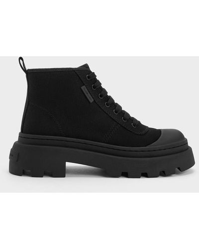Charles & Keith Canvas High-top Sneakers - Black