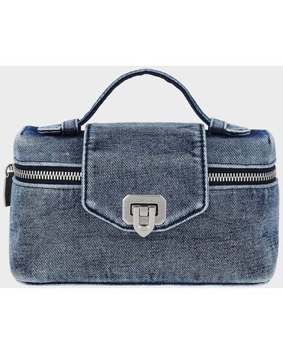 Charles & Keith Arwen Denim Top Handle Vanity Bag - Blue